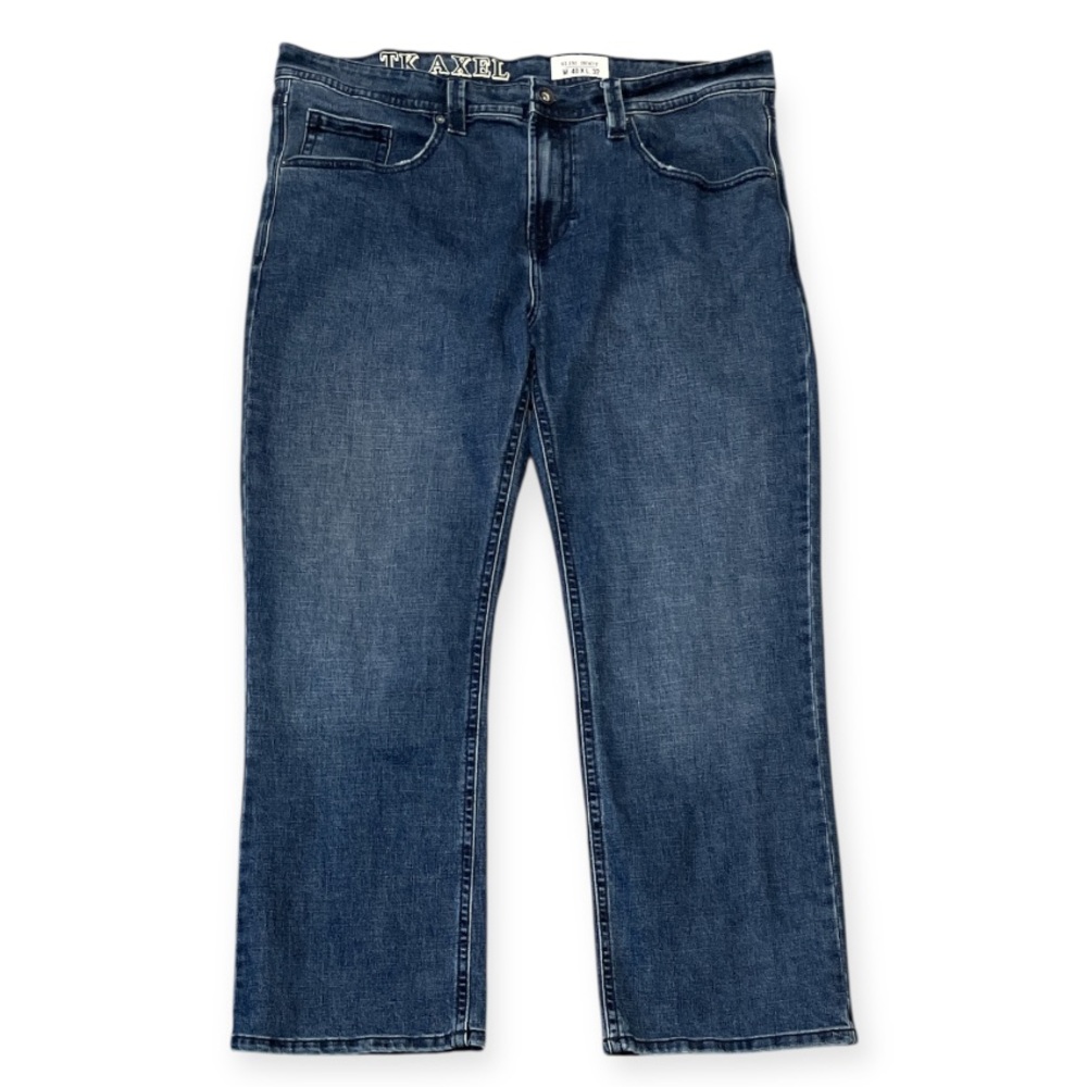 Men's TK Axel Thick Stitch Jeans Slim Boot 42x31 Darker Wash Denim